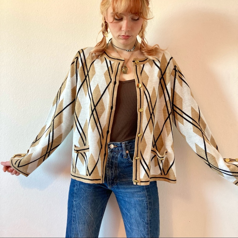 Vintage argyle print cardigan